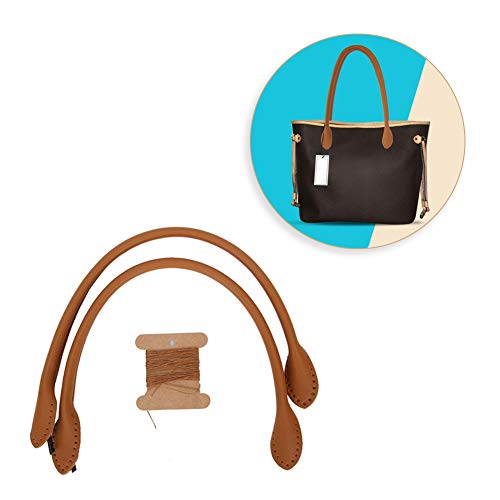 HEEPDD 2pcs poignées de Sac en Cuir, poignées de Sac à Main en Cuir véritable avec Trous, Sacs à Main en Cuir véritable Sangles avec Embout en Forme d'oreille(Marron)