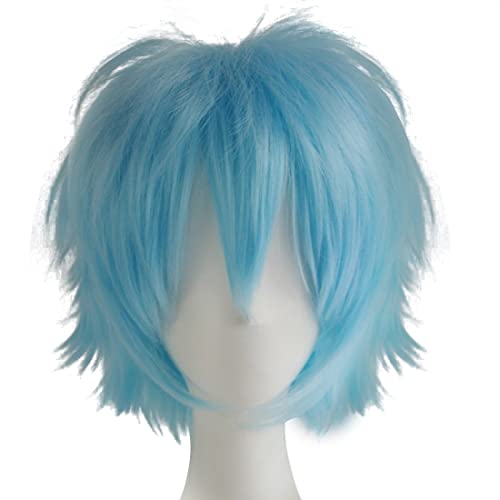 labeaut max beauty unisex anime short cosplay short wigs with bangs heat resistant hair for party and halloween for gift  free cap