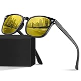 PLFOG Night Driving Glasses for Men Women - Polarized Night Vision Glasses Anti Glare Nighttime Eyeglasses Yellow Lens