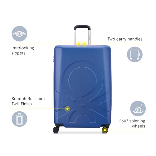 United Colors of Benetton Fabrica Hardside Luggage with Spinner Wheels, Blue, Checked-Large 27 Inch2