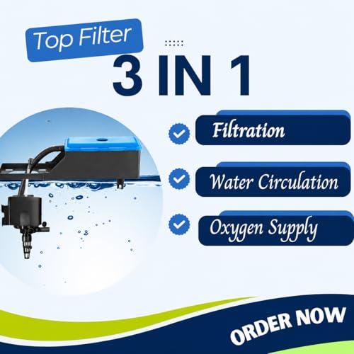 Image of VAYINATO BL-1880F Aquarium Top Filter | 25W Powerful Water Pump | 880L /H Flow Rate | Suitable for 30~60cm Fish Tanks | Multi-Layer Filtration System with Free 1 Feet Sponge | Quiet & Efficient Filter