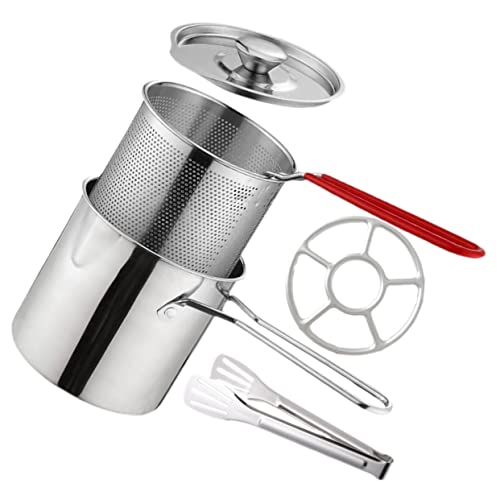 DECHOUS 1Set Outdoor Deep Fryer Pot with Basket Lid and Handle for Fried Chicken and Fish Lightweight Easy to Use for Camping and Family
