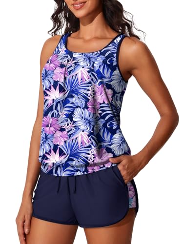 Image of Summer Mae Blouson Women's Tankini Swimsuits Tummy Control Modest 2026 Two Piece with Sporty Pockets Bathing Suits
