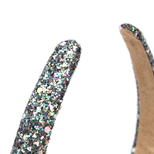 Loneedy 3 Pack Glitter Sequins Sparkly Hard Headbands For Kids Wide Padded Hair Bands Fashion Cute Daily Accessories For Girls And Women (Black + Grey +Beige) #TOP5