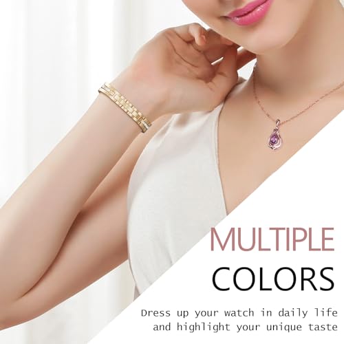 Image of AIRSPO Slim Gold Band Compatible with Apple Watch 42 /44 /45 /46mm Women Thin Metal Strap Dressy Jewelry Bracelet with Bling Diamond for iWatch Series 10-3 /SE (Gold, 42 /44 /45mm)