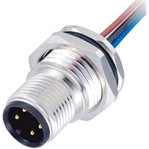 Elecbee 10pcs M12 4 Pin Cable Gland A-Coding Male Panel Mount Connectoe Cable Assembly with 1M Electronic Wires