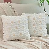 2er Set Kissenbezug Blumen,40x40 cm Kissenhülle Blume,Kissenbezug Kordsamt,Kissenhülle Wohnzimmer Deko,Zierkissenbezug Dekokissen mit Blumen,Sofakissen Blume für Sofa Sessel Zuhause Schlafzimmer
