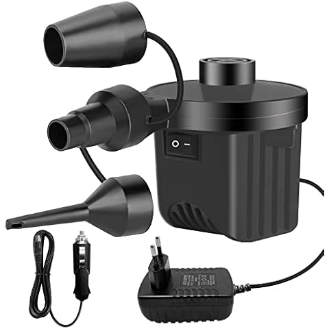 Elektrische Luftpumpe,Jsdoin Luftpumpe für luftmatratze, 2 in 1 Inflate und Deflate Elektrische Pump mit 3 Luftdüse für aufblasbare Matratze,Boot,Luftmatratze Pool,Schwimmring Cover