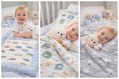 Image of SHOPPOFOBIX New Born Baby Godadi Pack of 3 Combo Set, Soft Cotton godi| Baby Mats | Babys Bed | Crib Sheet | Cartoon Mats Babys Godadi | Bedding Mats Set | Multicolor (Pack of 6)