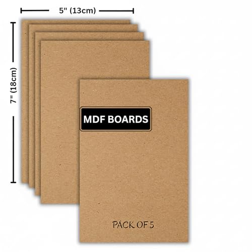 Image of ArtzFolio MDF Board 2.1mm Thick Cutout Sheets for DIY Art Craft Project | Unfinished Sides Engineered Wood Blanks for Paintings, Laser, Engraving | 5x7 inch (13x18 cms) | Pack of 5