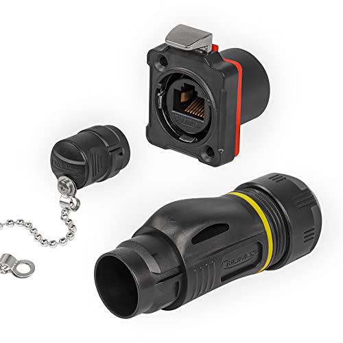 CERRXIAN RJ45 Waterproof Industrial Connector, IP67 Waterproof,UP to 10Gb/s Transmission Rate, RJ45 Network Waterproof Connector With RJ45 Male Plug And Female Panel Mount Socket
