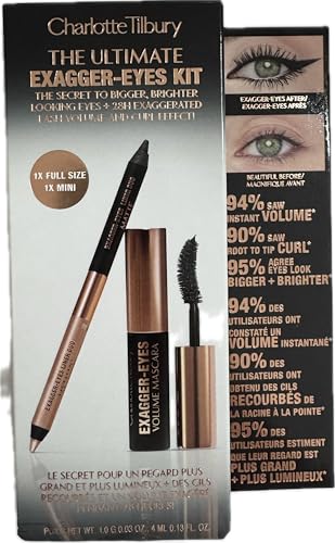 Charlotte Tilbury Le kit ultime pour les yeux exagers, mascara volume et double eyeliner duo, noir et champagne-nude
