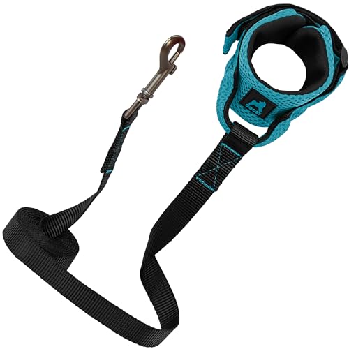 Image of Gooby Soft Mesh Wristband Surfer Leash, Turquoise, 6 FT | Hands-free wristband; Breathable padded mesh; 6 ft; Adjustable hook-and-loop fastener; Match your harness