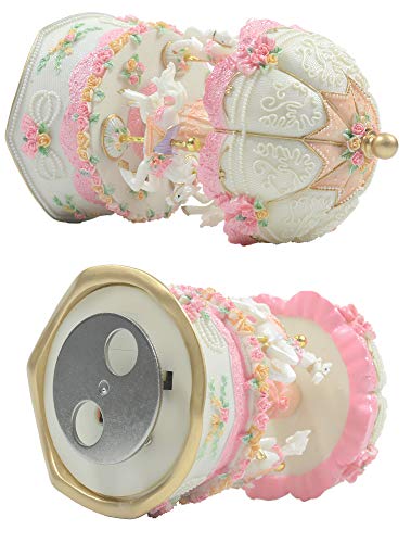 Accoco Carousel Music Box Luxury Color Change Led Light Luminous Rotating 3-Horse Carousel Horse Music Box Melody Carrying You From Castle In The Sky(Castle In The Sky, White) #TOP2