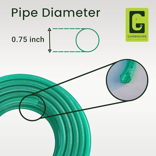 Image of Garbnoire 0.75 Inch Heavy Duty 3 Layered Braided Water Hose Pipe Garden Outdoors Pipes (50 Meter (164.04 Feet), Green)