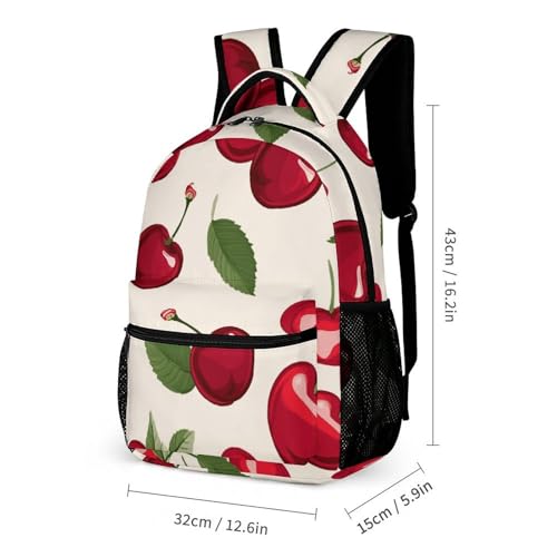 Red Cherry Pattern Backpack Set Lightweight Bag Lunch Box Pencil Bags for Women Men Bookbags 3 in 12