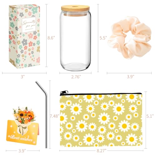 Save 30% on Daisy Aesthetic Birthday Gift Set with Glass Cup & Bracelets - Image 4