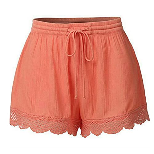 Generisch 2025 - Plus cuerda pantalones deportivos de encaje pantalones de mujer jogging leggings pantalones tamaño pañal natación niño pantalones cortos, naranja, L