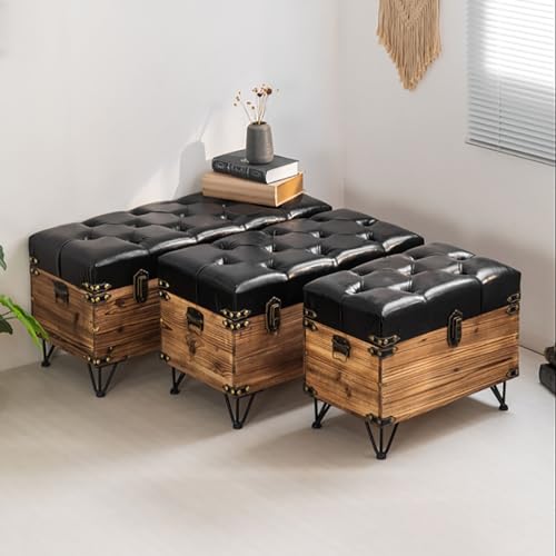 Banc de rangement en bois noble et assise capitonnée au design rétro intemporel - 3