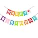 Preassembled Colorful Happy Birthday Banner Felt for Rainbow Happy Birthday Decorations