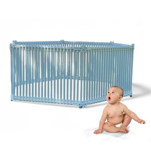 Cercado Multifuncional, em PVC e Polietileno, Kit 6 módulos, Branco e Azul, 40 cm