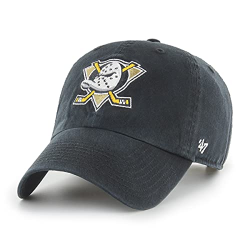 '47 NHL Anaheim Ducks Clean Up Unisex-Baseballkappe, Verstellbar, Hochwertiges Design und Verarbeitung, Badge Logo, Black