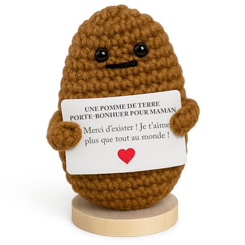 Bramart Cadeau Maman Pomme de Terre Porte-Bonheur Original Drôle pour la Fête des Mères Idée Sympathique Chanceuse Anniversaire Noël Femme Peluche...