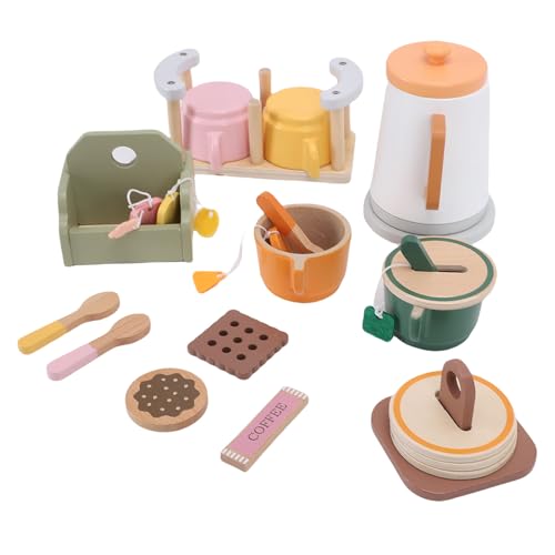 Service à thé en bois pour tout-petits avec tasses et bouilloire Alomejor