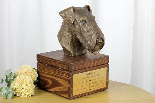 Urne pour chien avec tête d'Airedale Terrier en bronze pour honorer sa mémoire - 4