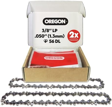 Oregon Sägekette für 40cm Schwert, 3/8" LP, 1,3mm Stärke, 56 Treibglieder | 2er-Pack, Halbmeißel, Geringer Rückschlag, Ersatzsägekette für Ryobi, Black & Decker und mehr