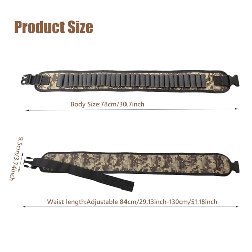 MFBJXC Professional Waterproof Shotshell Holder 30 Rounds Nylon Belt Case Ammo Gauge Adjustable Shotgun Rounds Shoulder Bandolier Shotgun Ammo Belt 12 16 Gauge-ACU