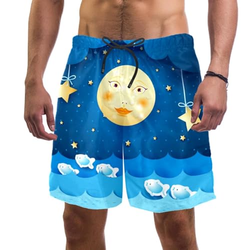 Short de bain homme poisson lune séchage rapide pour un confort anti-humidité