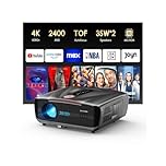 4K Beamer Tageslicht Tauglich 2400 ANSI [Motorisierte Objektivabdeckung] HDR10+ Ultra HD Smart Beamer Heimkino mit AI-PQ, ToF Autofokus, HDMI eARC, Dolby Audio, 64GB Led Projektor für Gaming A9TL