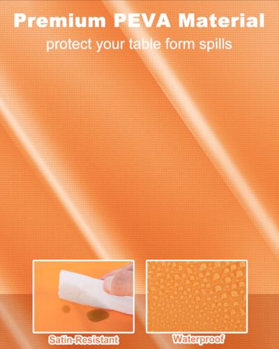 Image of NatNarr 3 Pk Orange Plastic Tablecloth Scalloped Fall Halloween Table Cloth