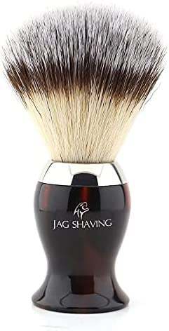 Classico pennello da barba da uomo in pelo sintetico con punta argentata e manico in resina sintetica