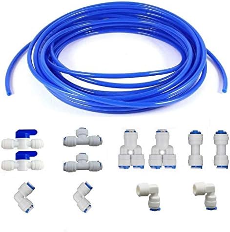 MATTOX 1/4" Quick Connect Water Purifiers Tube Fittings for RO Water Reverse Osmosis System Pack of 12?Ball Valve+Y+L+I+T Type?+10 Meters?32 feet? tubing Hose Pipe for RO Water Reverse Osmosis System