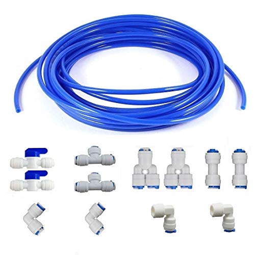 Mattox 1/4" Quick Connect Water Purifiers Tube Fittings For Ro Water Reverse Osmosis System Pack Of 12?Ball Valve+Y+L+I+T Type?+10 Meters?32 Feet? Tubing Hose Pipe For Ro Water Reverse Osmosis System #TOP10