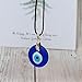 Caiyao Evil Eye Pendant Necklace Glass Leather Rope Chain Turkish Protect Lucky Necklace for Women Men (Blue)
