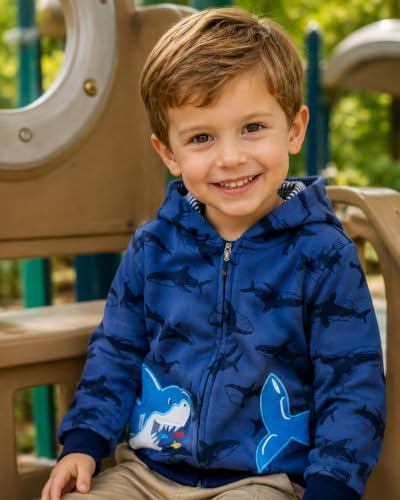 Image of Popshion Boys Toddler Cartoon Dinosaur Hoodies Jacket Cool Long Sleeve Zipper Hooded Sport Sweatshirt Coat for Kids 1-7 Years