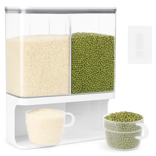 La mejor selección de Despachador de cereal favoritos de las personas. 42 Dispensador de Cereal Montado en la Pared Grande - 3000 ML Dispensador deArroz, Dispensador de detergente Lavandería, para Mijo, Arroz Negro, Soja, Frutos Secos, Granos (Blanco,...
