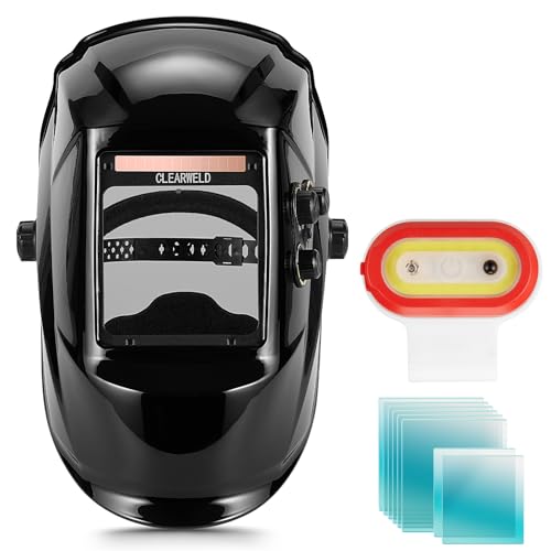 Welding Helmet Auto Darkening Clip-On Flashlight and 10