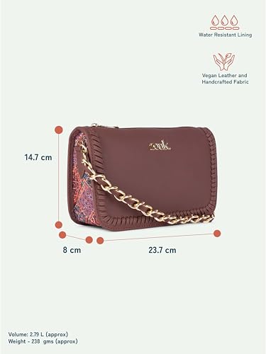 Image of ZOUK Small Shoulder Bag Bag for Women | Stylish Vegan Leather Shoulder Bag with Gold Chain Handle | Water-Resistant | Chic & Handcrafted Purse |