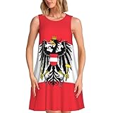 Austrian Coat of Arms Eagle Flag Dresses for Women Summer Sleeveless Casual Flowy A-Line Dress, Lightweight Soft Fabric, Elegant Fit for Daily, Beach X-Large