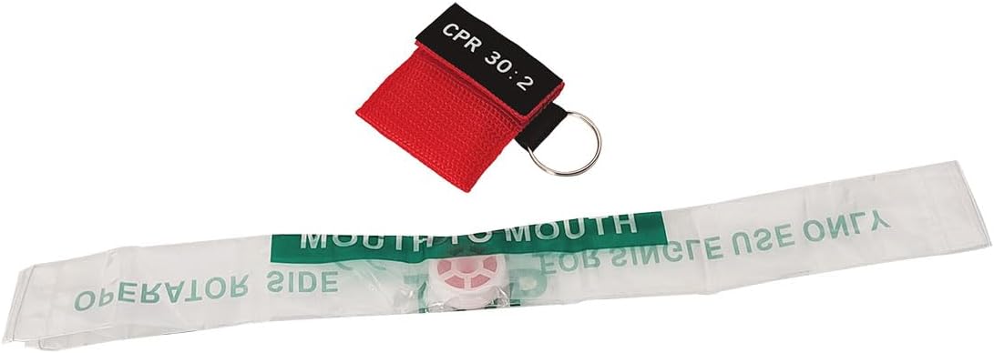 100Pcs/Pack CPR Barrier with Key Ring Face Shield for AED Training Mouth to Mouth First Aid Red Pouch