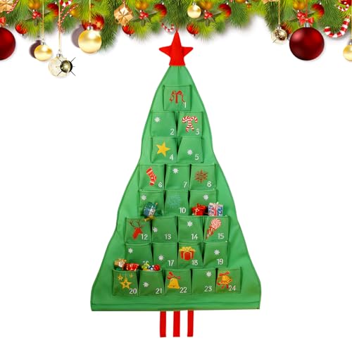 Calendrier de compte à rebours accrochable au mur sapin en tissu pour salon et bureau
