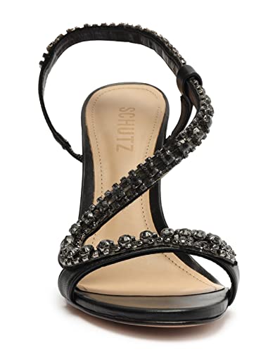 Schutz Women's Court Heeled Sandal, Black, Size 8.5 #TOP6