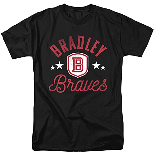 Bradley University Official Braves Unisex Adult T-Shirt, Black, Medium