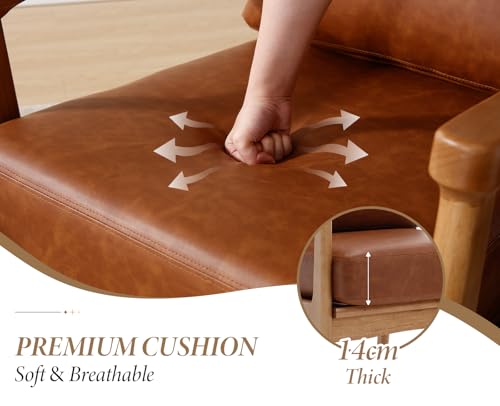 Fauteuil cuir PU marron moderne cadre bois Chairus