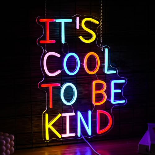 BNEMCEZH It's Cool To Be Kind Neon Sign Student Led Neon Light Powered by USB for Wall Decor Dimmable Be Kind Neon Light Sign for Classroom Bedroom Office Club Shop Bar School (Multicolored) by BNEMCEZH - Used condition - Image 2