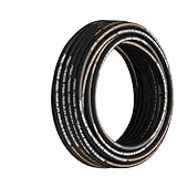 Hydraulic Hose 3/8 Inch x 100 Ft, 4800 PSI Coiled With 2 High-Tensile Steel Wire Braid, Bulk Rubber Flexible Oil Hose -20C to 140C
